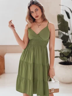 Sukienki>Dstreet Sukienka midi zielona MISSBREEZE EY2623