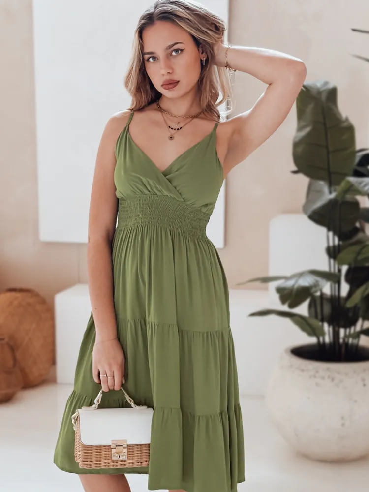 Sukienki>Dstreet Sukienka midi zielona MISSBREEZE EY2623