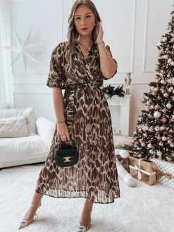 Sukienki>Dstreet Sukienka one size ANIMALIA midi brązowa EY2552