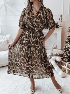 Sukienki>Dstreet Sukienka one size ANIMALIA midi brązowa EY2552