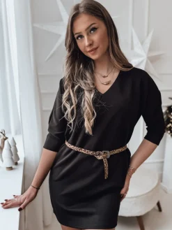 Sukienki>Dstreet Sukienka one size GLAMUP z paskiem czarna EY2553