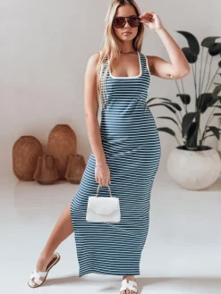 Sukienki>Dstreet Sukienka one size maxi SUMMER LOVE niebisko-biała EY2612