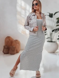 Sukienki>Dstreet Sukienka one size maxi SUMMER LOVE biało-czarna EY2610