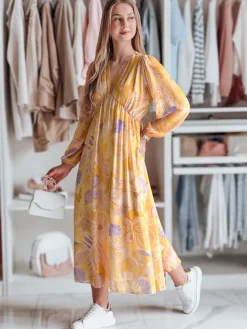 Sukienki>Dstreet Sukienka one size maxi w kwiatki LILOVIE żółta EY2574