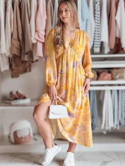 Sukienki>Dstreet Sukienka one size maxi w kwiatki LILOVIE żółta EY2574