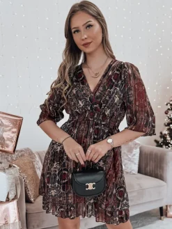 Sukienki>Dstreet Sukienka one size VELVETIA bordowa EY2544