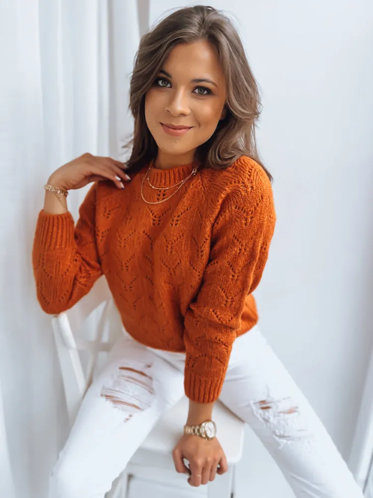 Swetry Damskie>Dstreet Sweter damski ALCAMO pomarańczowy MY1956