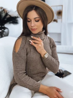 Swetry Damskie>Dstreet Sweter damski ARIEL beżowy MY1700