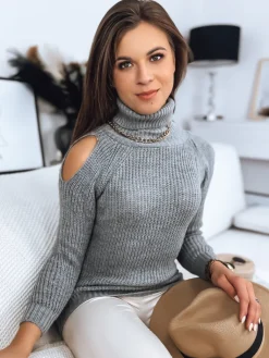 Swetry Damskie>Dstreet Sweter damski ARIEL jasnoszary MY1704