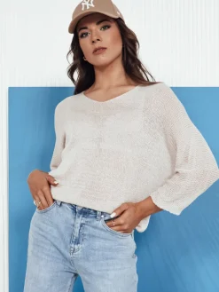 Swetry Damskie>Dstreet Sweter damski ażurowy ANNIS beżowy MY2336