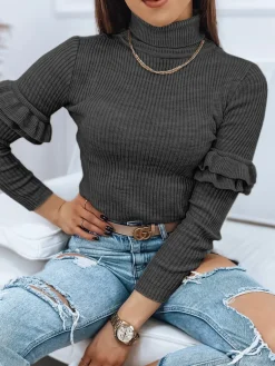 Swetry Damskie>Dstreet Sweter damski BUFALO ciemnoszary MY1427