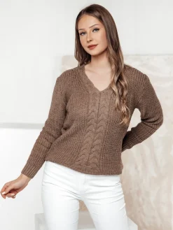 Swetry Damskie>Dstreet Sweter damski CASVINA beżowy MY2379