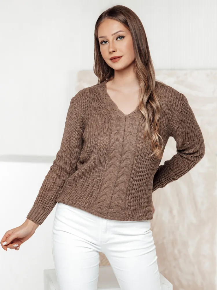 Swetry Damskie>Dstreet Sweter damski CASVINA beżowy MY2379