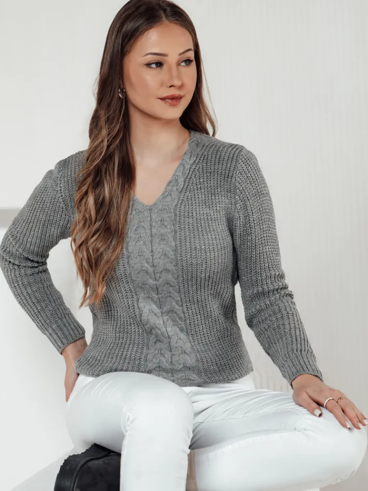 Swetry Damskie>Dstreet Sweter damski CASVINA jasnoszary MY2396