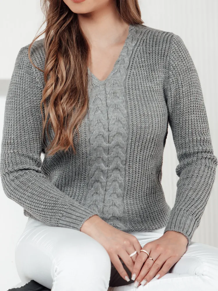 Swetry Damskie>Dstreet Sweter damski CASVINA jasnoszary MY2396