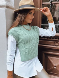 Swetry Damskie>Dstreet Sweter damski CELESTIA miętowy MY2218