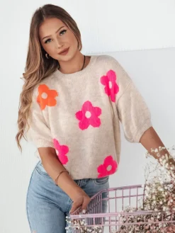 Swetry Damskie>Dstreet Sweter damski CILSA beżowy MY2296