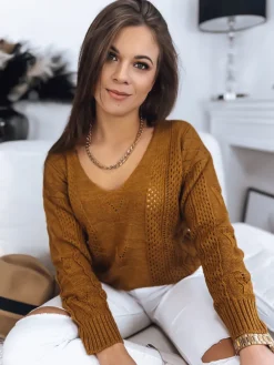 Swetry Damskie>Dstreet Sweter damski DARIA musztardowy MY1727