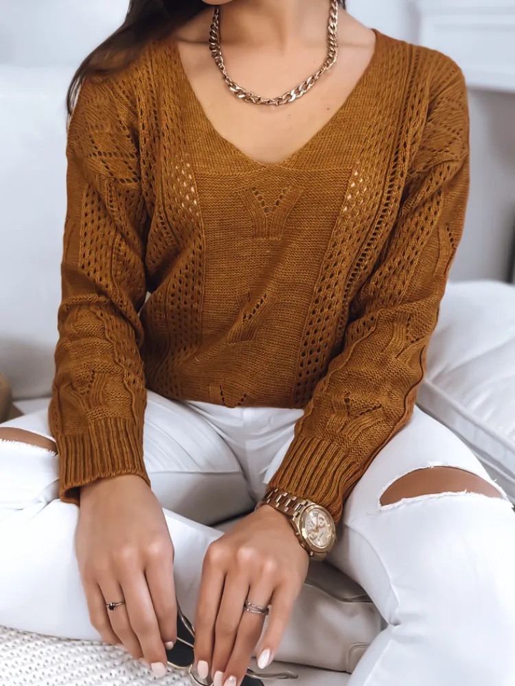 Swetry Damskie>Dstreet Sweter damski DARIA musztardowy MY1727