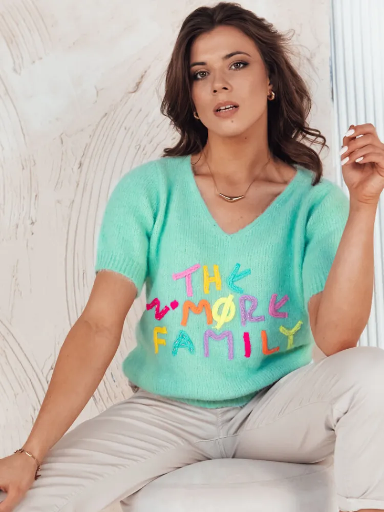 Swetry Damskie>Dstreet Sweter damski FATEL miętowy MY2317