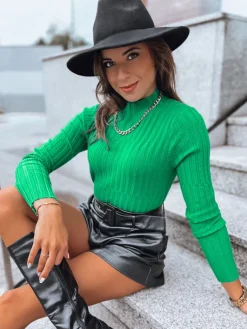 Swetry Damskie>Dstreet Sweter damski golf OASIS zielony MY2248
