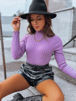 Swetry Damskie>Dstreet Sweter damski golf OASIS fioletowy MY2242