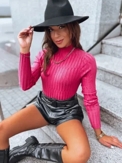 Swetry Damskie>Dstreet Sweter damski golf OASIS różowy MY2247