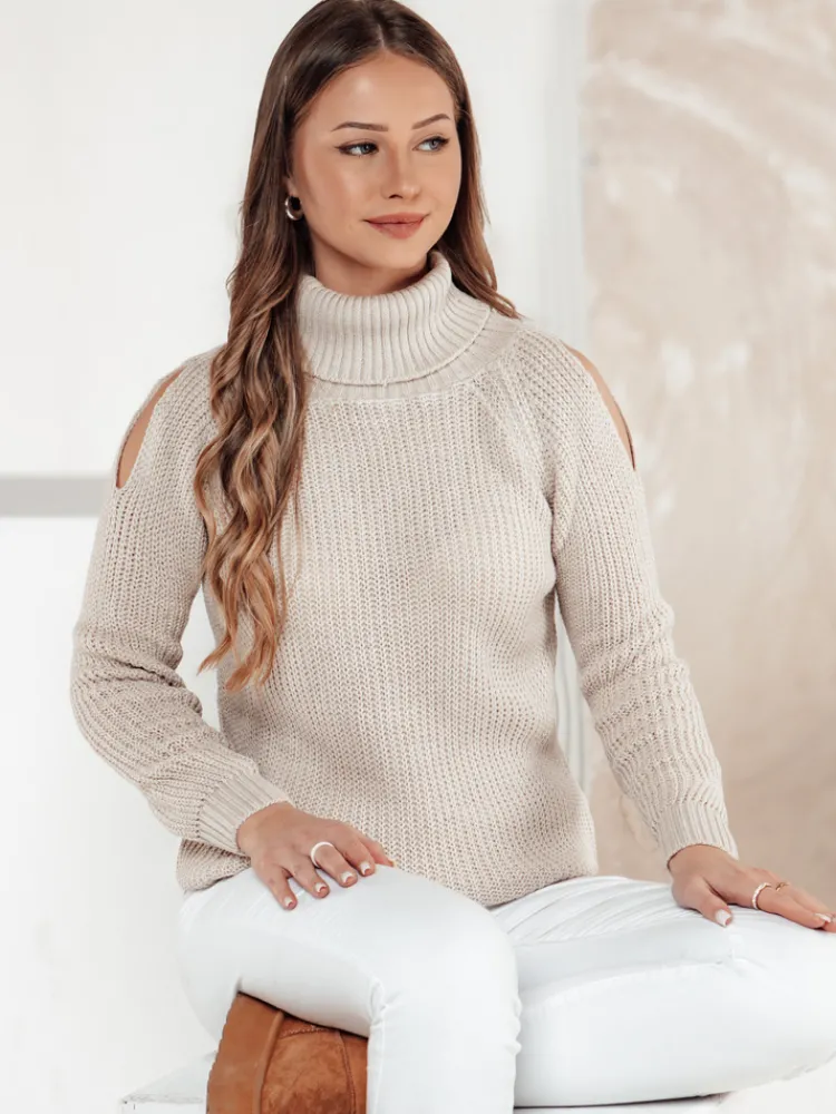 Swetry Damskie>Dstreet Sweter damski GOLFIVA beżowy MY2407