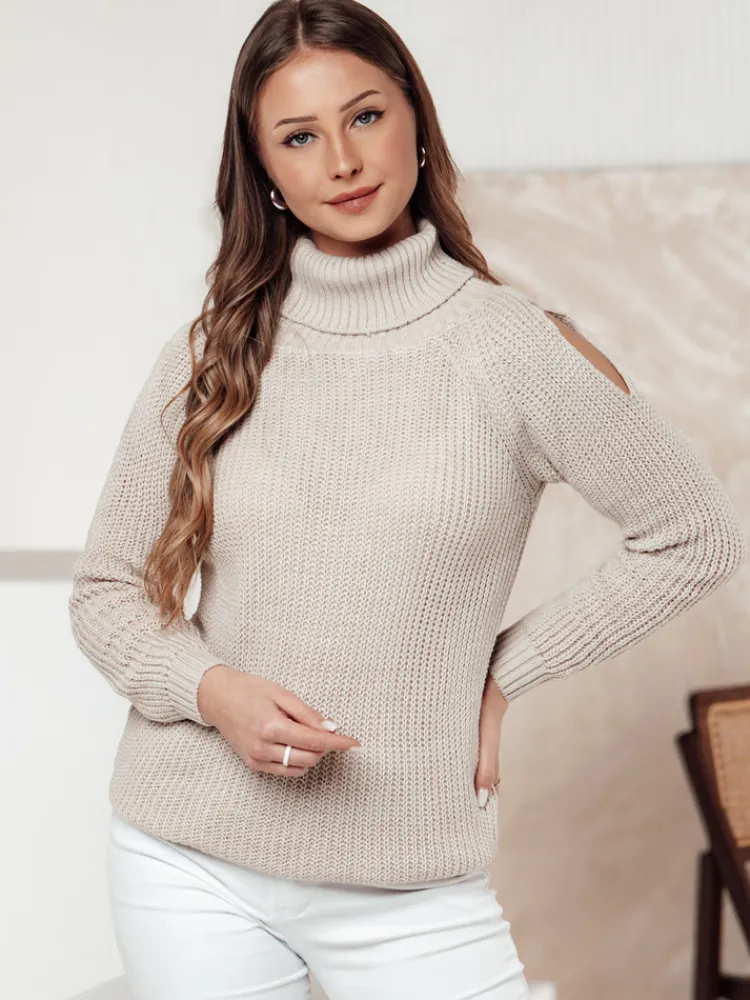 Swetry Damskie>Dstreet Sweter damski GOLFIVA beżowy MY2407