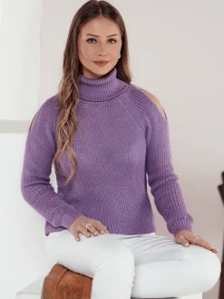 Swetry Damskie>Dstreet Sweter damski GOLFIVA lila MY2409