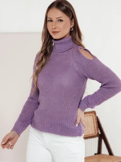 Swetry Damskie>Dstreet Sweter damski GOLFIVA lila MY2409