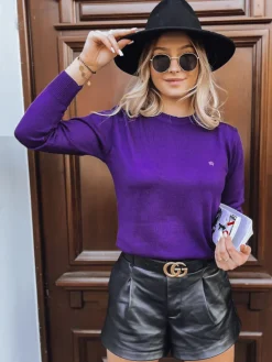 Swetry Damskie>Dstreet Sweter damski klasyczny REGALIA ciemnofioletowy MY2103