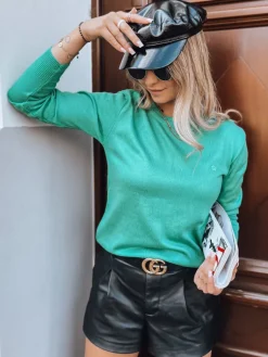 Swetry Damskie>Dstreet Sweter damski klasyczny REGALIA zielony MY2104