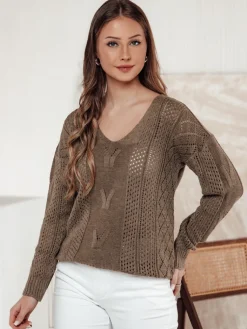 Swetry Damskie>Dstreet Sweter damski LACEONIA beżowy MY2404