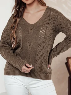 Swetry Damskie>Dstreet Sweter damski LACEONIA beżowy MY2404