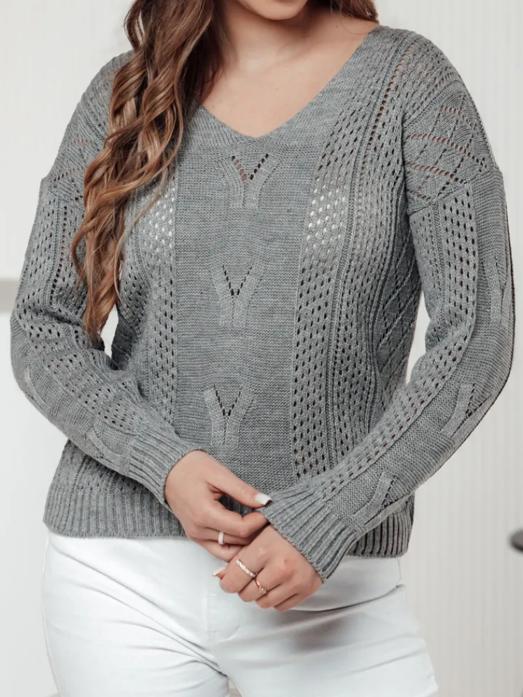 Swetry Damskie>Dstreet Sweter damski LACEONIA jasnoszary MY2397