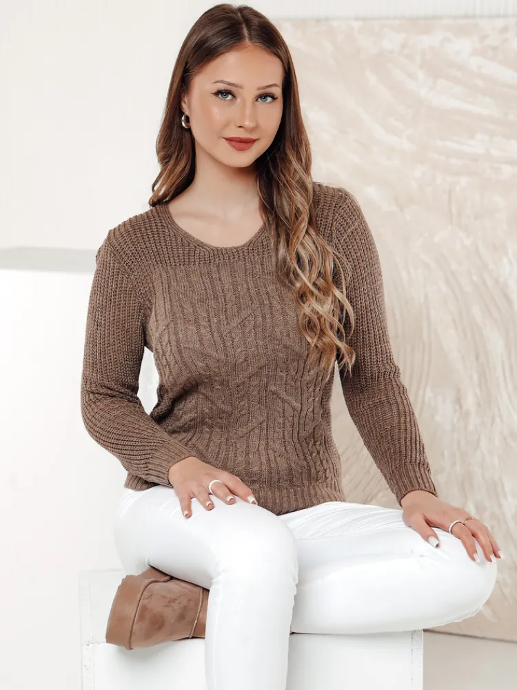 Swetry Damskie>Dstreet Sweter damski LAVIRTA beżowy MY2380