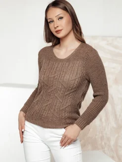 Swetry Damskie>Dstreet Sweter damski LAVIRTA beżowy MY2380