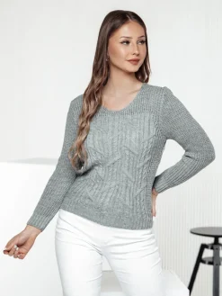 Swetry Damskie>Dstreet Sweter damski LAVIRTA jasnoszary MY2385