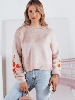 Swetry Damskie>Dstreet Sweter damski LYRA różowy MY2215