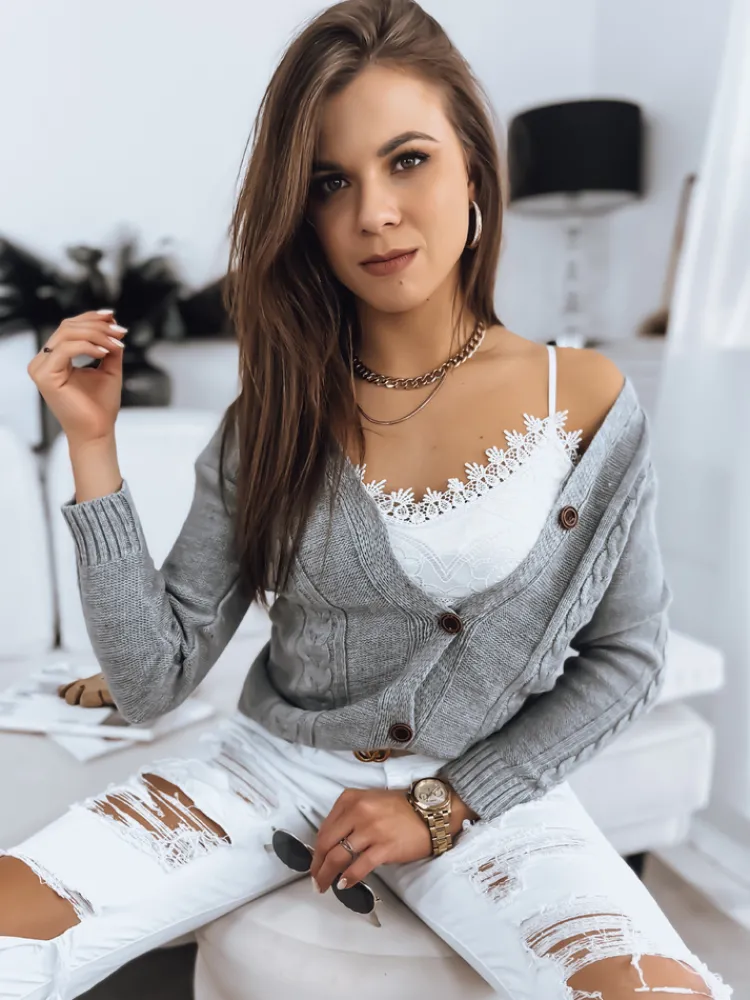 Swetry Damskie>Dstreet Sweter damski MELANIA jasnoszary MY1654