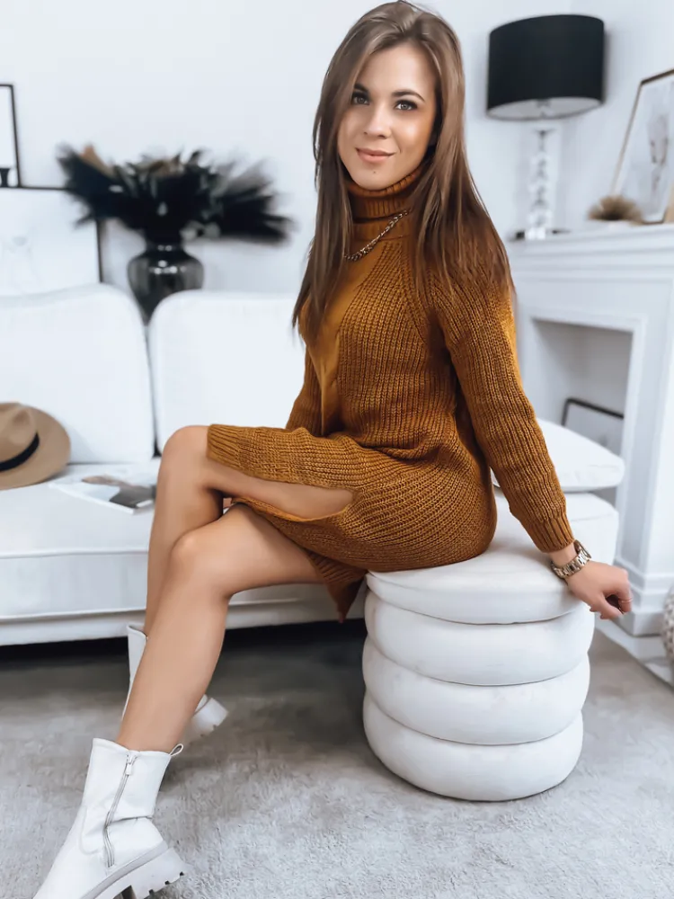 Swetry Damskie>Dstreet Sweter damski MERCIA musztardowy MY1876