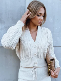 Swetry Damskie>Dstreet Sweter damski MINERWA jasnobeżowy MY2201