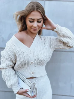 Swetry Damskie>Dstreet Sweter damski MINERWA jasnobeżowy MY2201