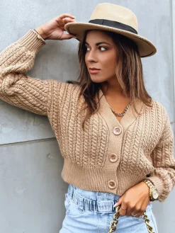 Swetry Damskie>Dstreet Sweter damski MINERWA kamelowy MY2200