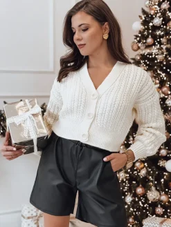 Swetry Damskie>Dstreet Sweter damski MINERWA rozpinany ecru MY2372