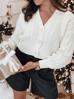 Swetry Damskie>Dstreet Sweter damski MINERWA rozpinany ecru MY2372