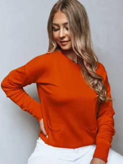 Swetry Damskie>Dstreet Sweter damski MOLLY pomarańczowy MY2156
