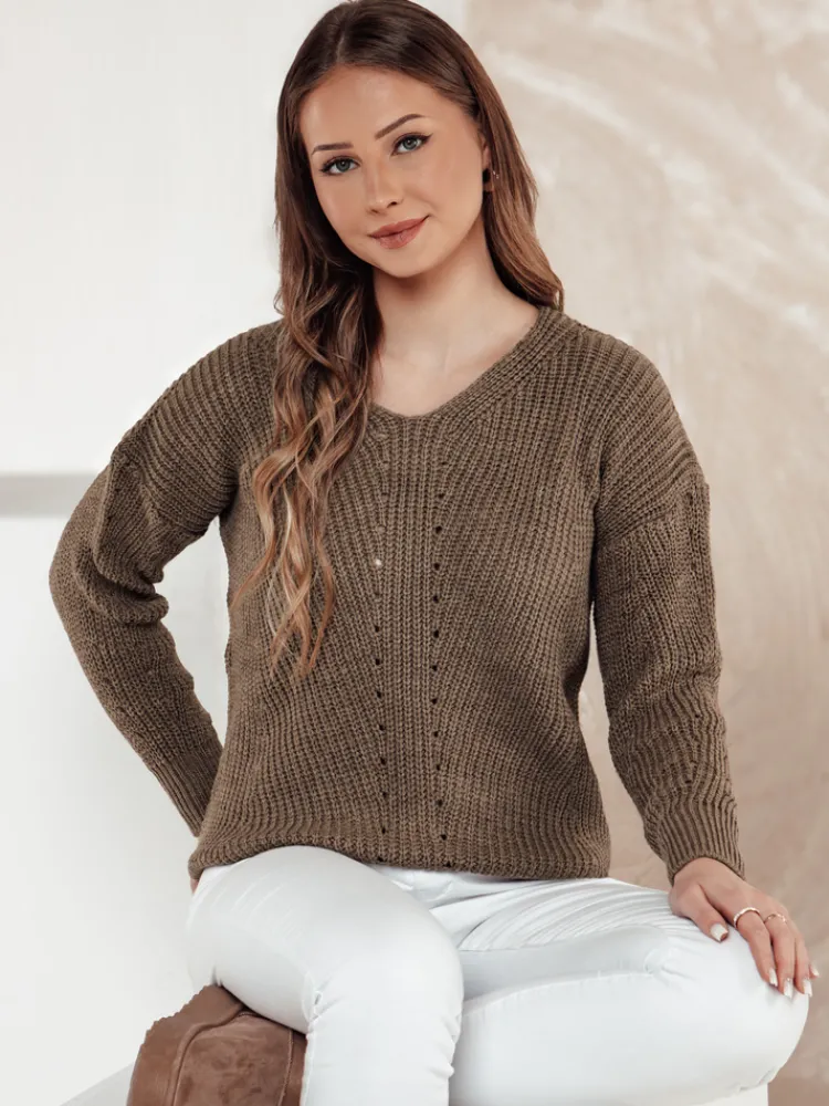 Swetry Damskie>Dstreet Sweter damski MONAVIA beżowy MY2405