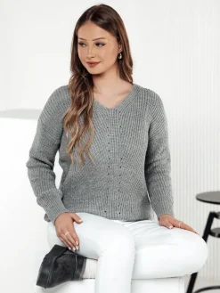 Swetry Damskie>Dstreet Sweter damski MONAVIA jasnoszary MY2387